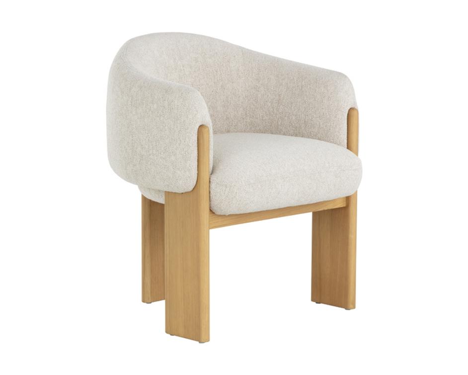TRINE DINING ARMCHAIR - RUSTIC OAK - DOVE CREAM by Sunpan