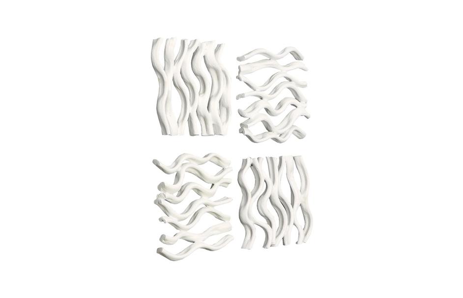 Vine Wall Tile, Matte White, Set of 4 by Phillips Collection