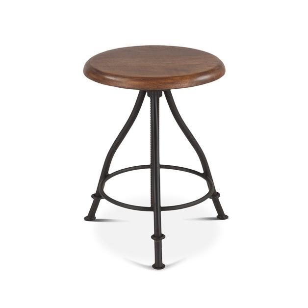 Industrial Loft Acacia Wood Adjustable Bar Stool by Home Trends & Design