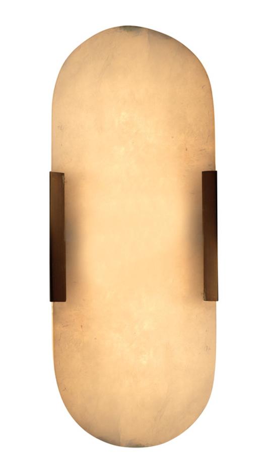 Delphi 2-Light Alabaster Wall Sconce, Antique Brass Metal by Jamie Young