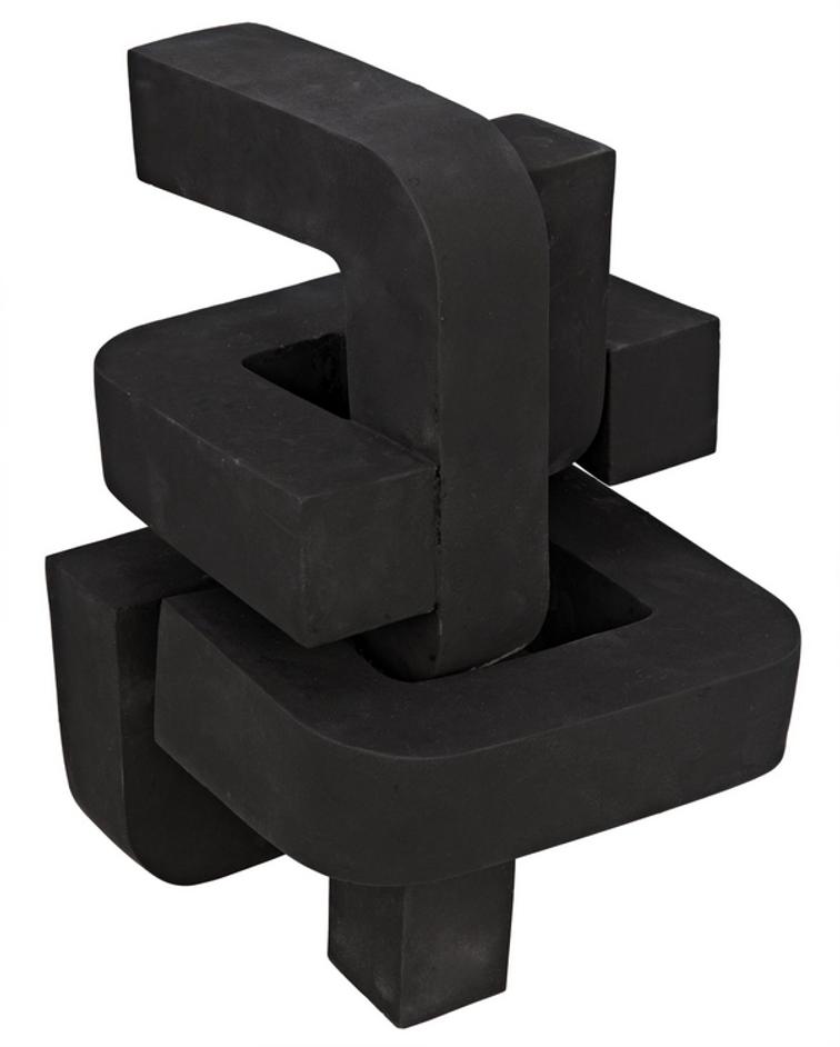 Curz Fiber Cement Sculpture in Black Finish by Noir Furniture