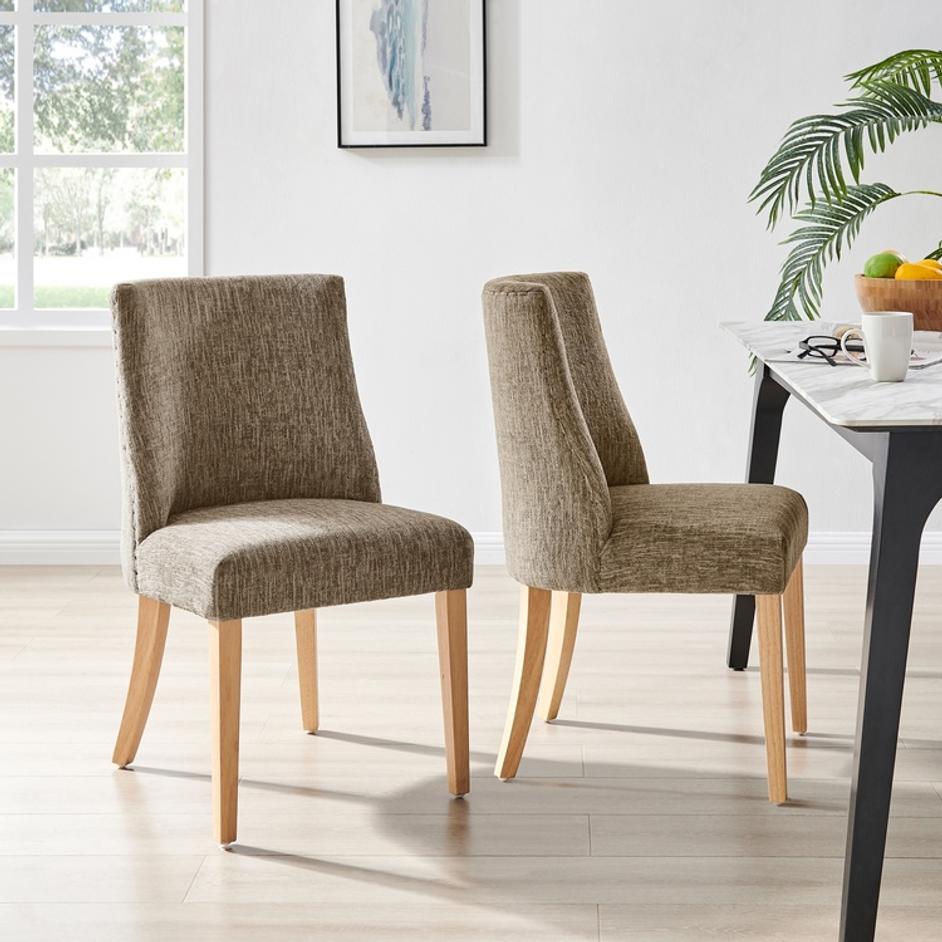 New Paris KD Fabric Dining Side Chair, Pasadena Taupe by New Pacific Direct