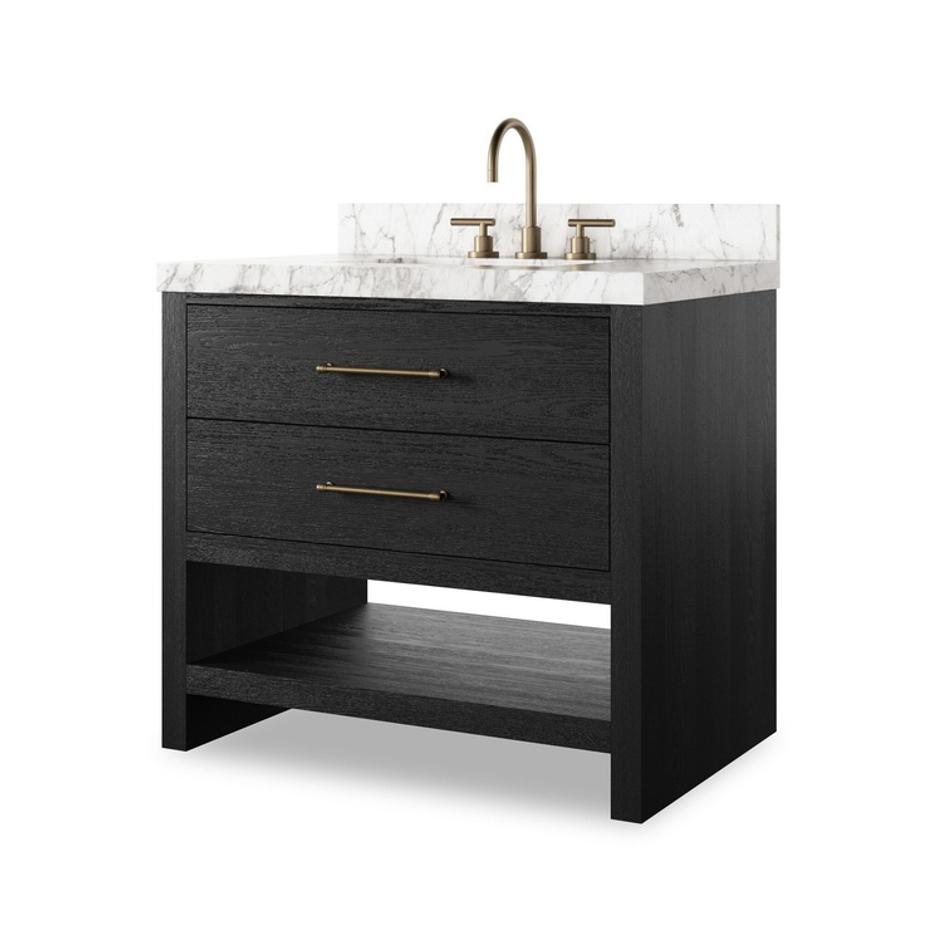 Anthem Single Vanity - Black Wash Oak Veneer by Four Hands