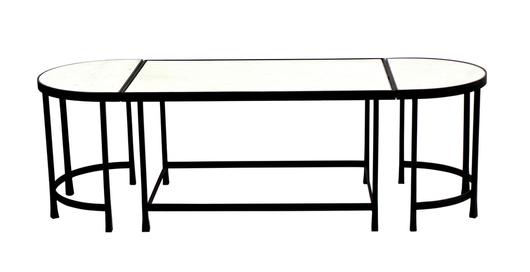 Iron Table With White Marble Top by BIDK Home