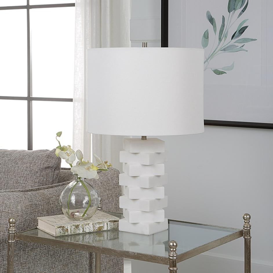 Ascent White Geometric Table Lamp by Uttermost