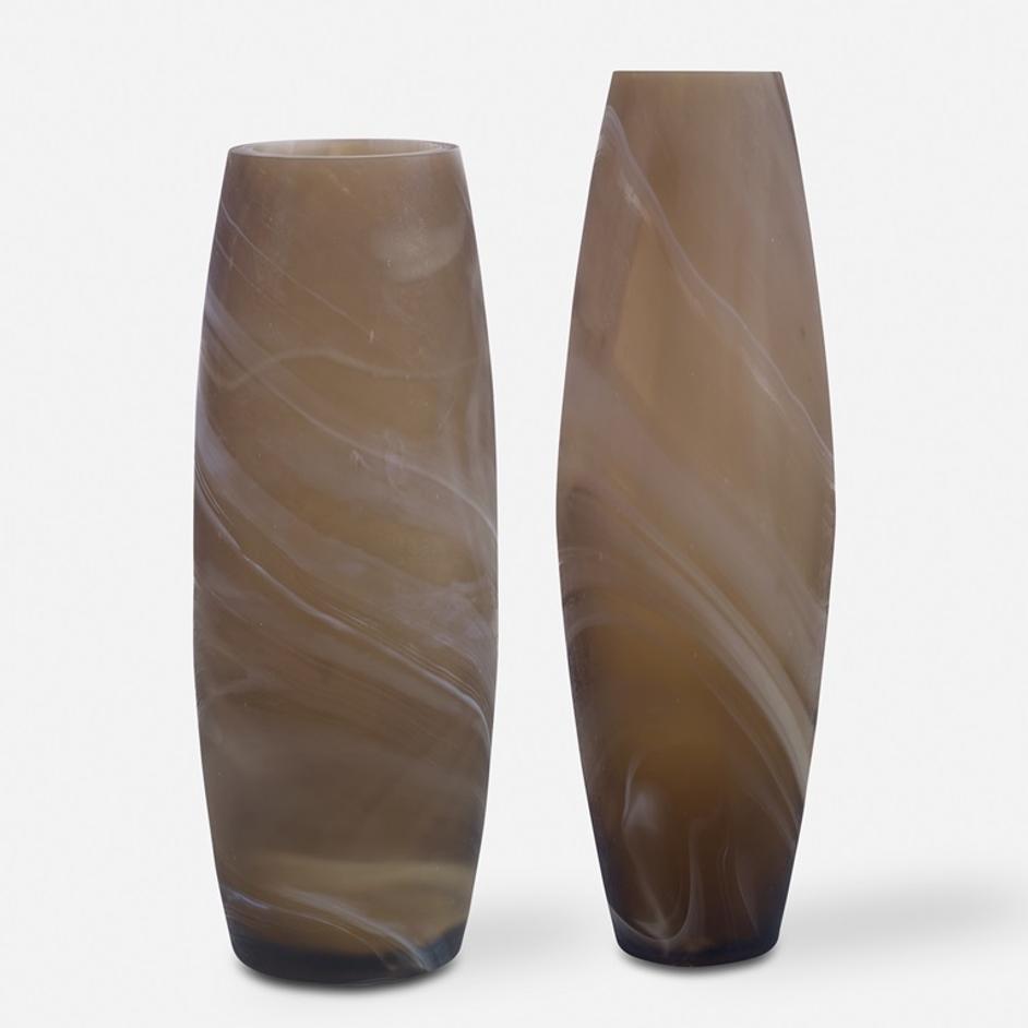 Delicate Swirl Caramel Glass Vases, Set/2 by Uttermost