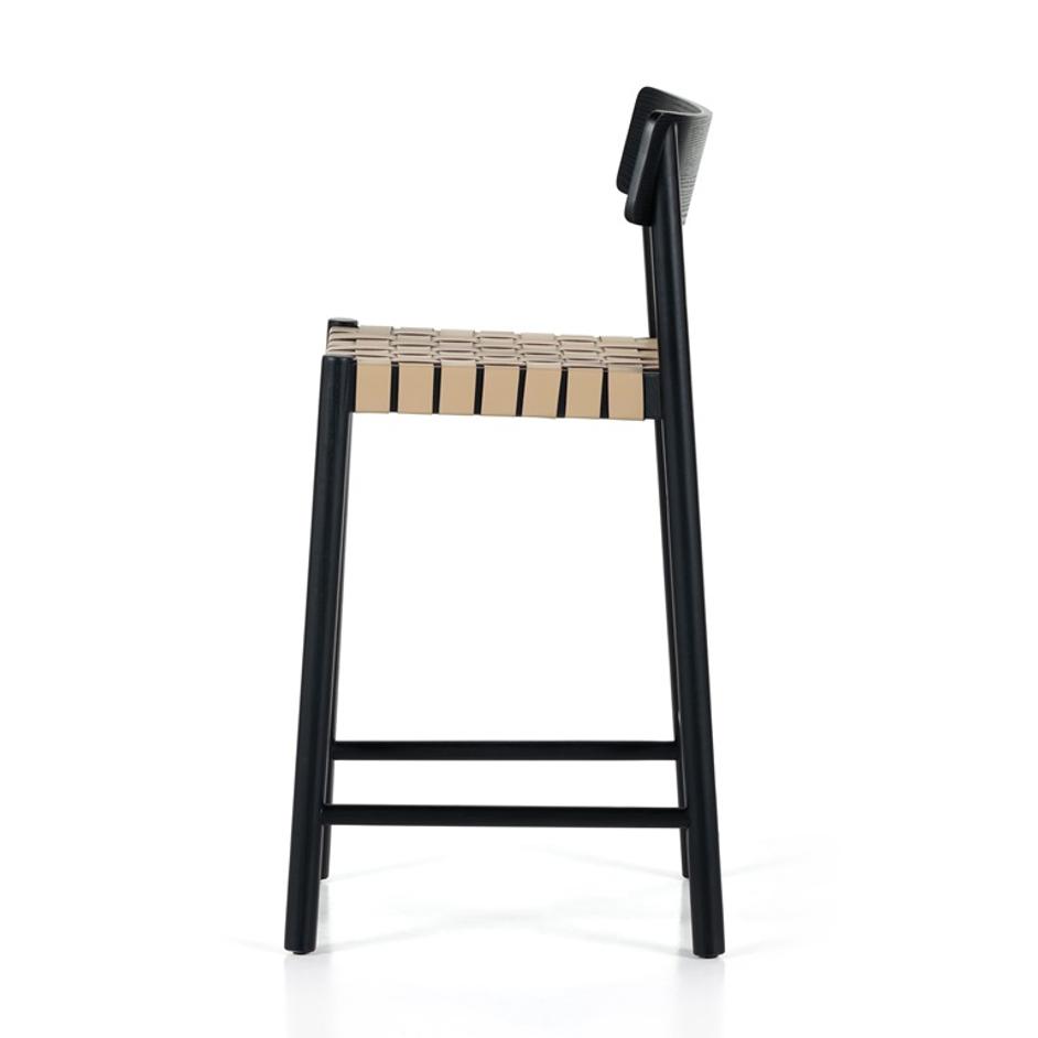 Heisler Stool In Almond Leathr Blnd In Counter by FOUR HANDS