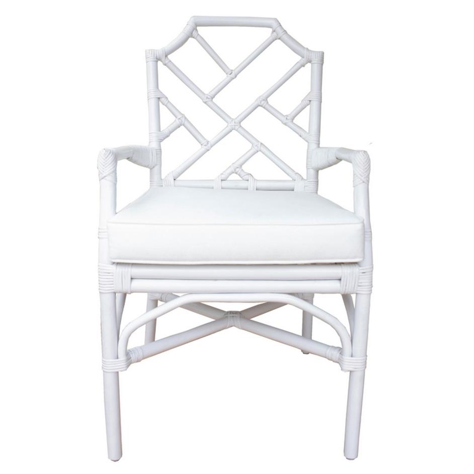 Kara Rattan Arm Chair In White by New Pacific Direct