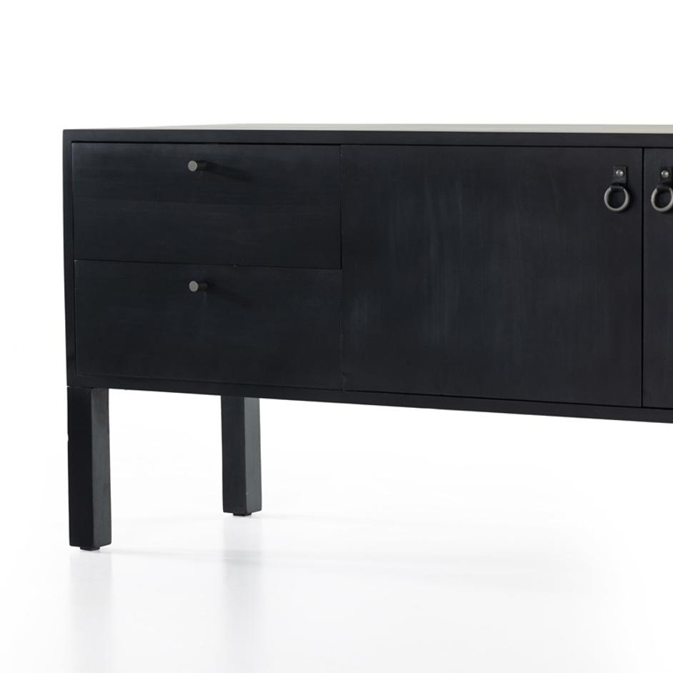 Isador Media Console In Black Wash Poplar by FOUR HANDS