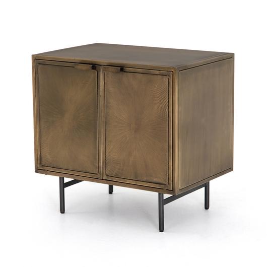 Sunburst Cabinet Nightstand-Aged Brass by FOUR HANDS