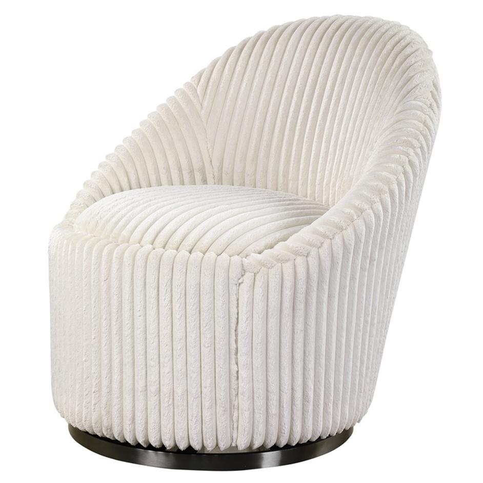 Crue White Swivel Chair by Uttermost