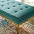 Garret Gold Stainless Steel Leg Medium Performance Velvet Bench In Gold Teal by Modway Furniture