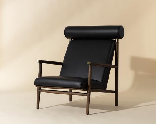 BIKO LOUNGE CHAIR - BLACK LEATHER by Sunpan
