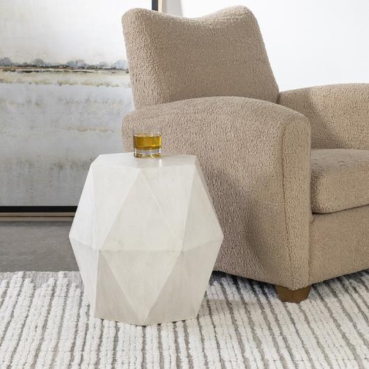 Volker White Geometric Accent Table by Uttermost