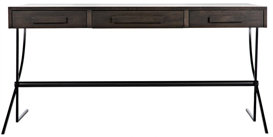 Frank Ebony Walnut Desk with Matte Black Steel Base by Noir Furniture