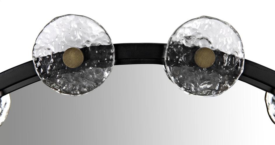 Moira Mirror with Glass Details, Black Metal by Noir Furniture