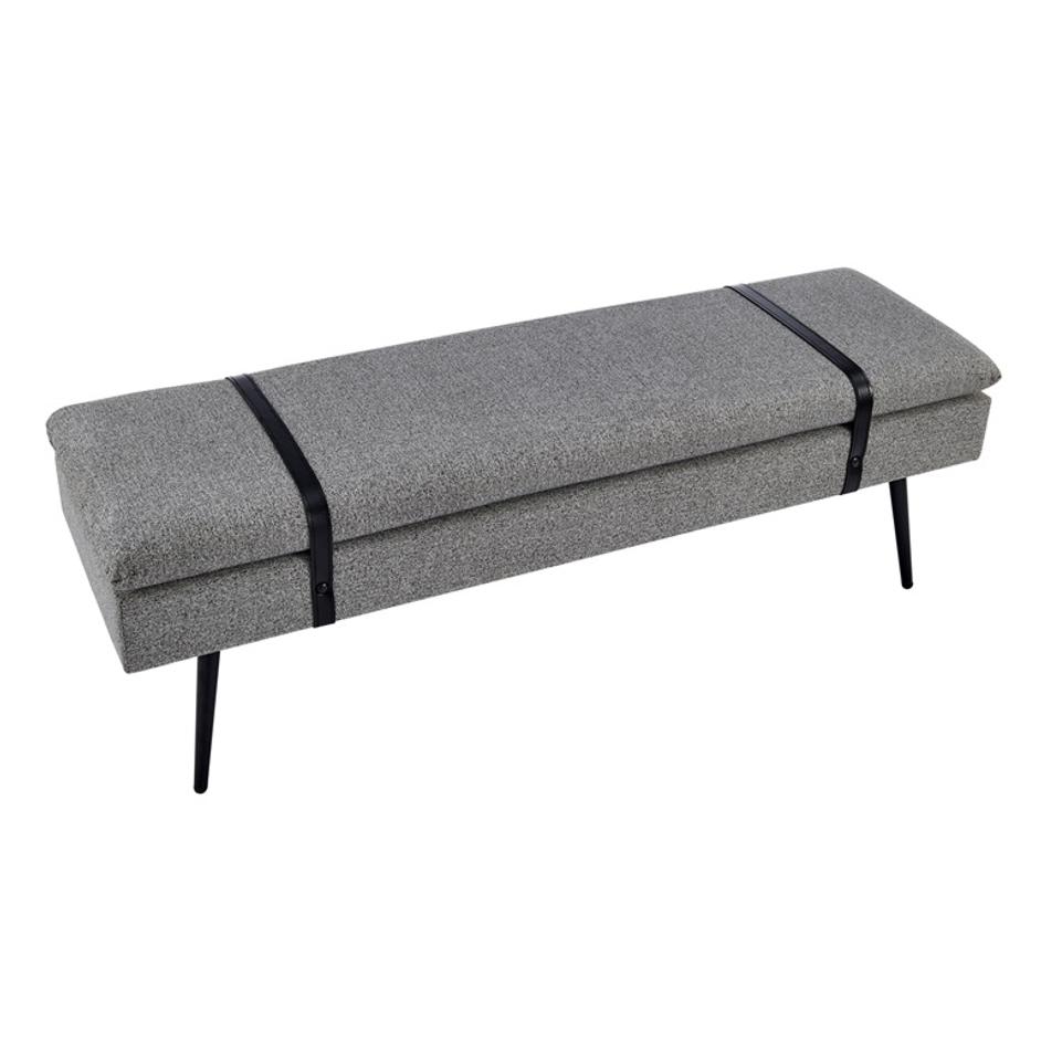 Zuney Fabric Bench In Princeton Gray by New Pacific Direct
