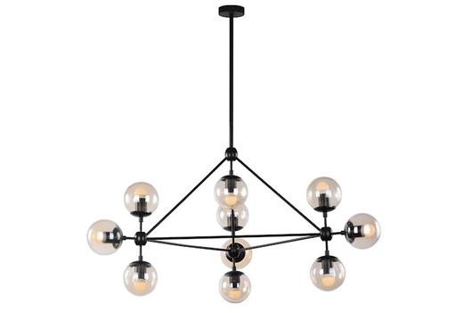 Hodge Pendant Lamp In Black /Cognac Glass by GALLA HOME