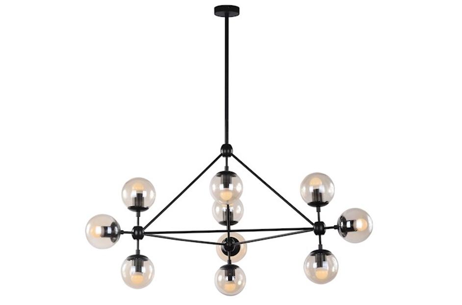 Hodge Pendant Lamp In Black /Cognac Glass by GALLA HOME