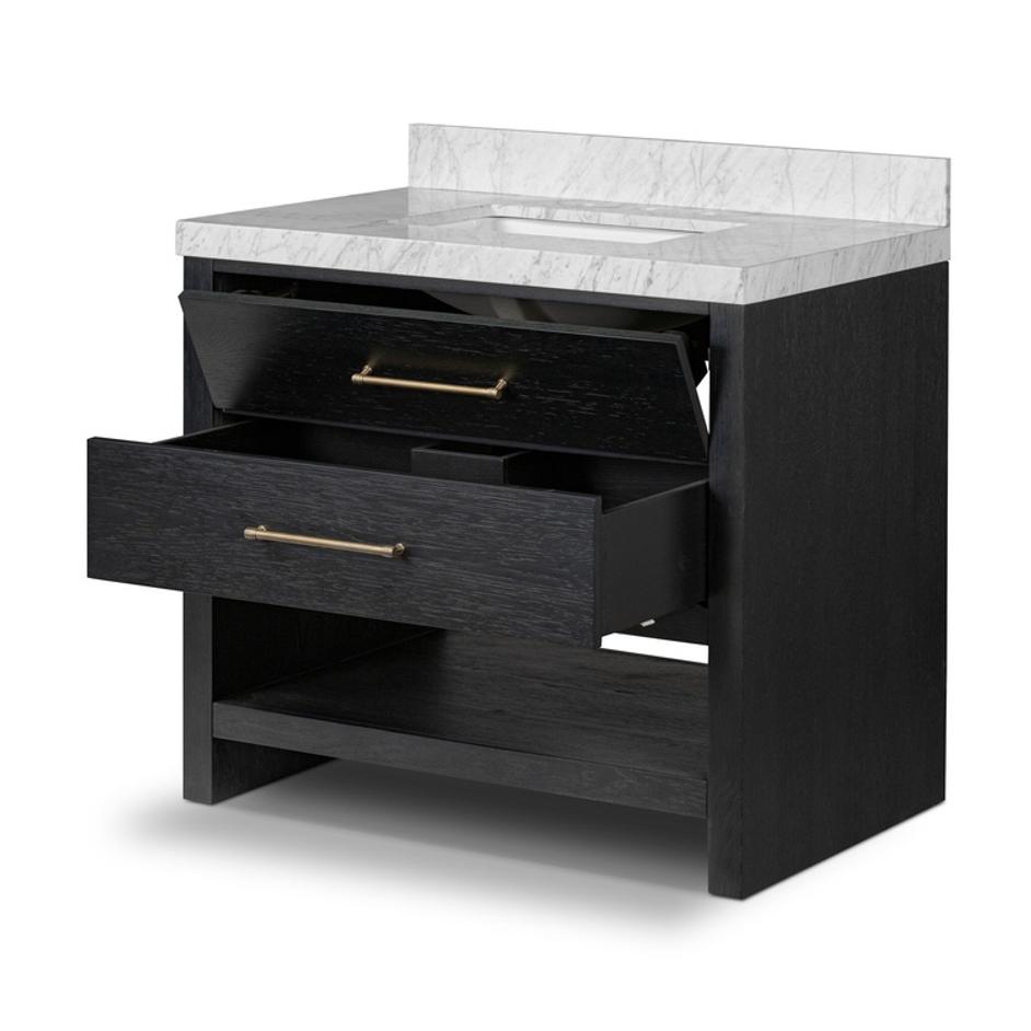Anthem Single Vanity - Black Wash Oak Veneer by Four Hands