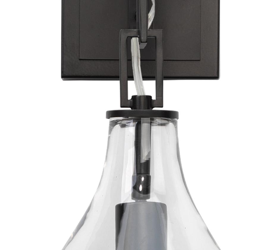 Tear Drop Hanging Wall Sconce, Clear Glass and Bronze by Jamie Young