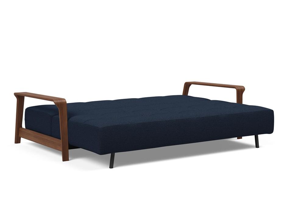 RAN D.E.L. SOFA BED in MIXED DANCE BLUE FABRIC WITH Dark wood LEGS 528 by INNOVATION USA