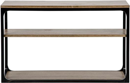 Novie Small Console in Matte Black Steel with Dark Walnut Finish by Noir Furniture