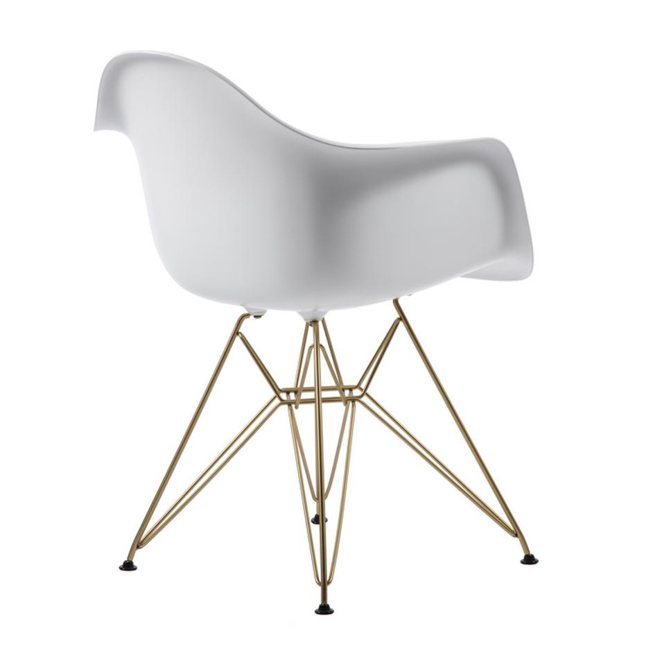 Lorena Fiberglass Arm Chair - White Matte / brass by Aeon Furniture