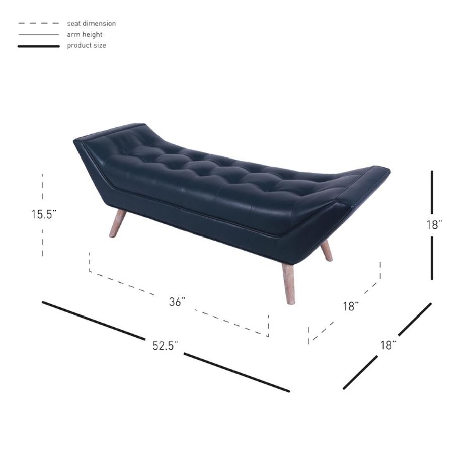 Castlebar KD Bonded Leather Tufted Bench, Vintage Blue by New Pacific Direct