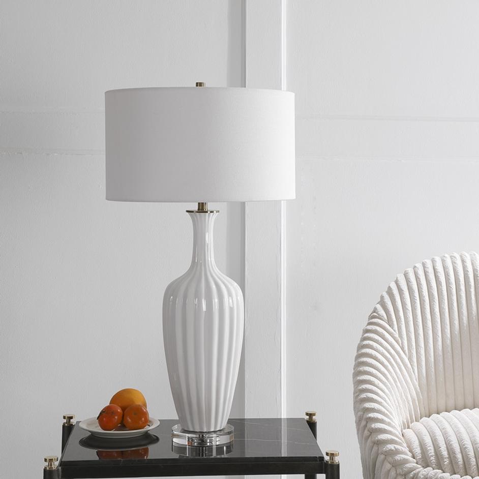 Strauss White Ceramic Table Lamp by Uttermost