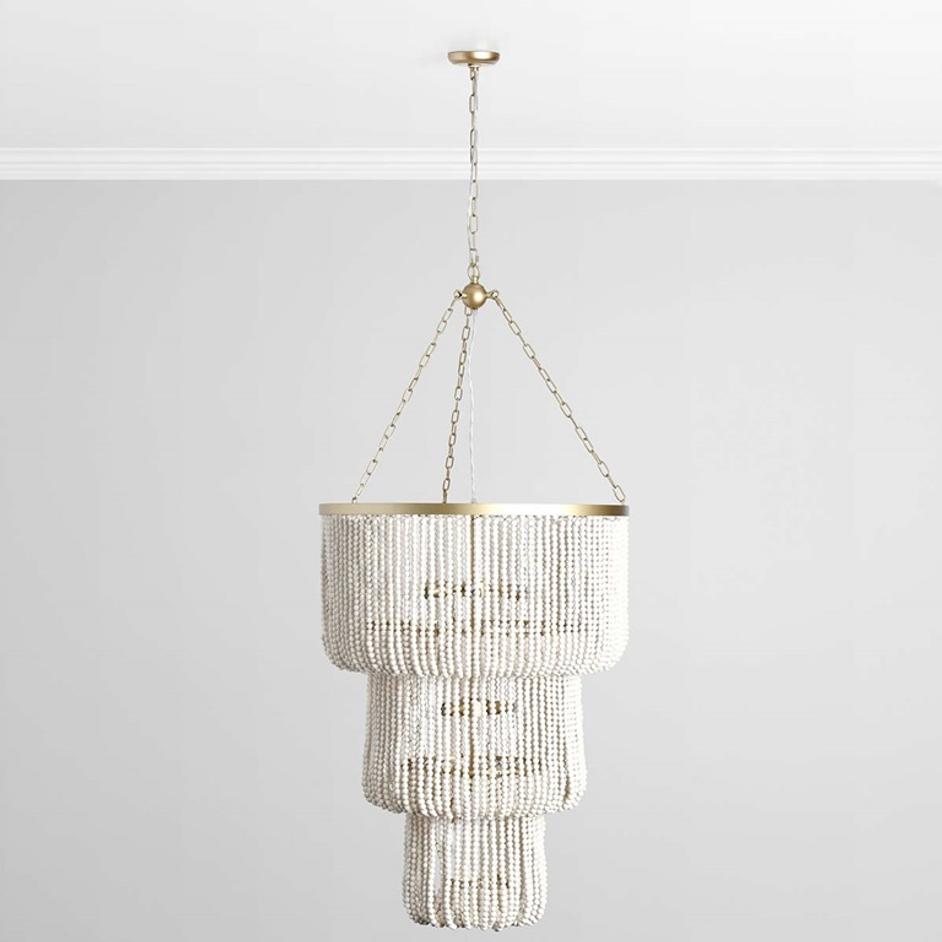 Amanda Beaded Chandelier White by Classic Home