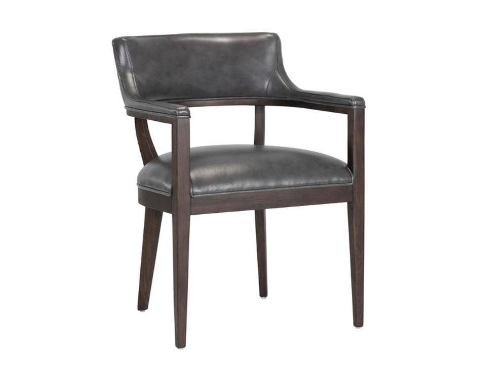 BRYLEA DINING ARMCHAIR - BROWN - BRENTWOOD CHARCOAL LEATHER by Sunpan