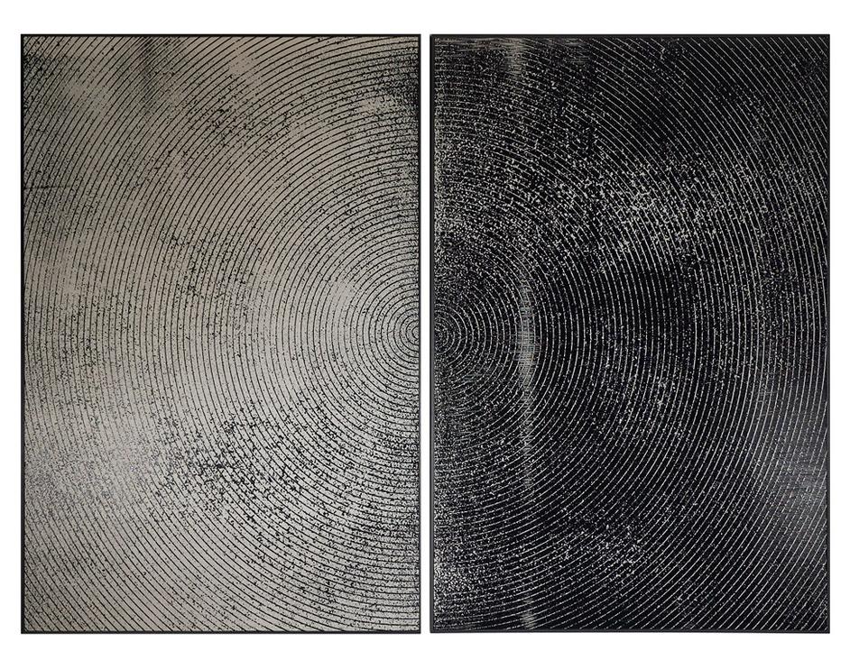 Opposites Attract (set Of 2) - 40" X 60" - Charcoal Floater Frame by Sunpan