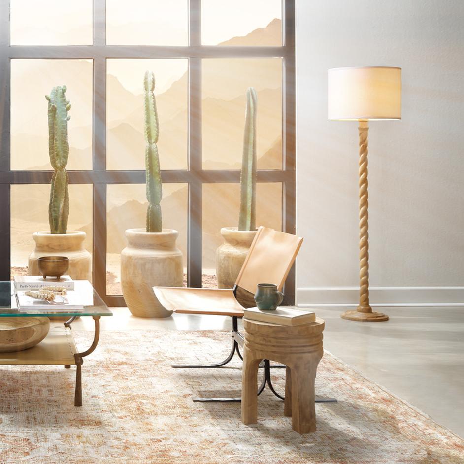  Alessa Leather Sling Chair, Cashew by Jamie Young