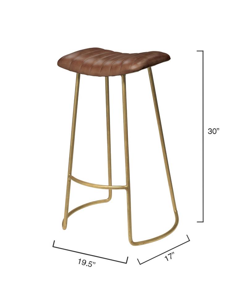 Theo Leather Bar Stool, Brown by Jamie Young