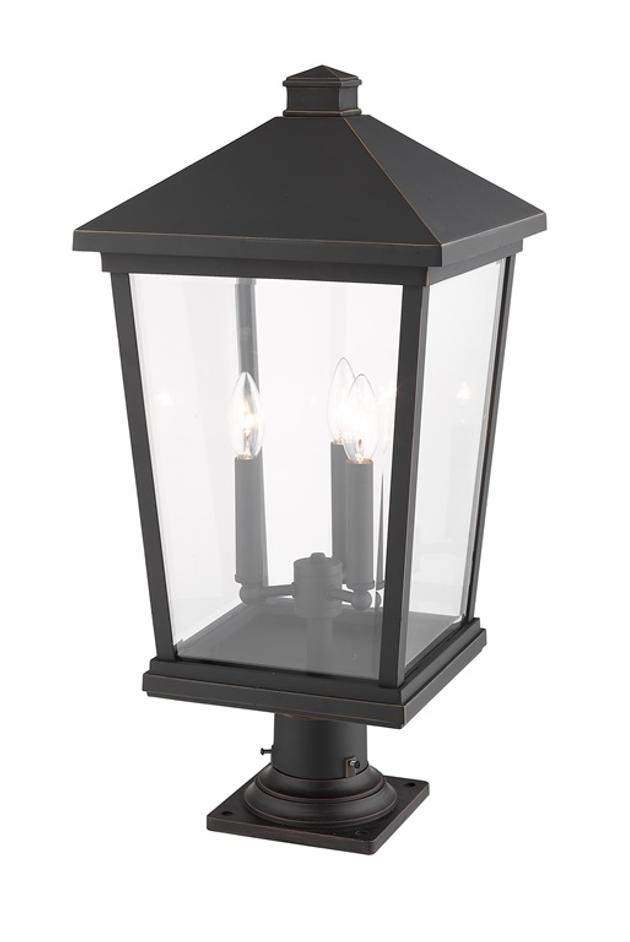 Beacon 3 Light Outdoor Pier Mounted Fixture in Oil Rubbed Bronze Finish by Z-Lite