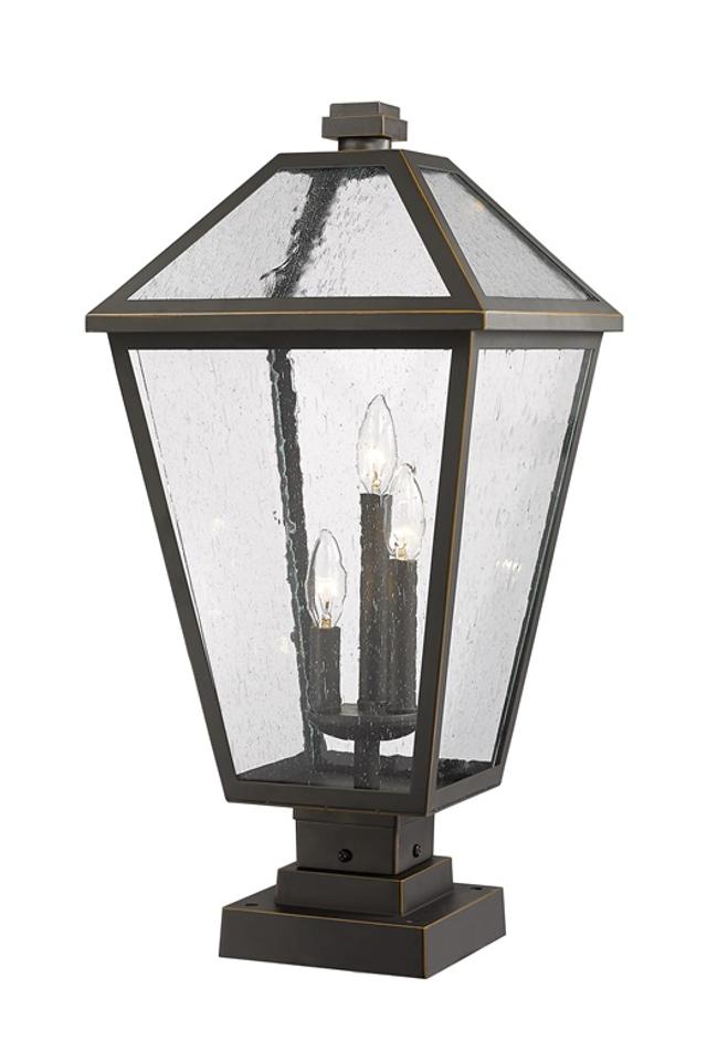 Talbot 3 Light Outdoor Pier Mounted Fixture in Rubbed Bronze Finish by Z-Lite