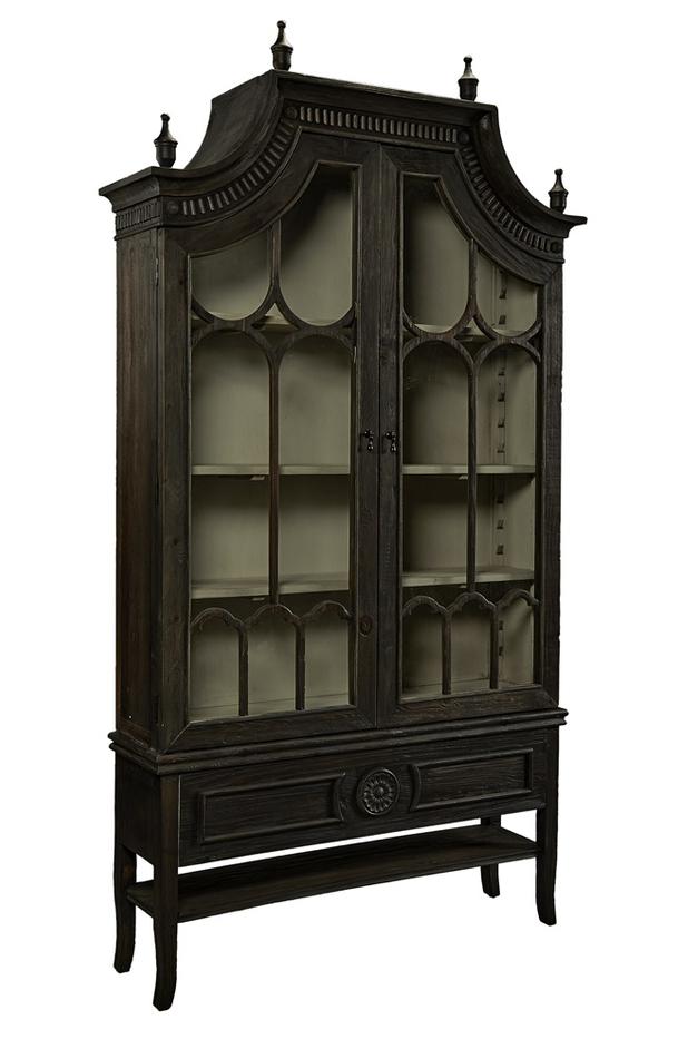 Reims Cathedral Black Arched Cabinet by Furniture Classics