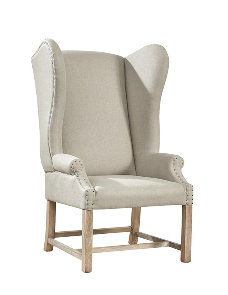 Grand Linen Wingback Chair by Furniture Classics