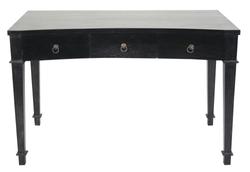Curba Mahogany and Veneer Desk with Brass Pulls in Hand-Rubbed Black by Noir Furniture