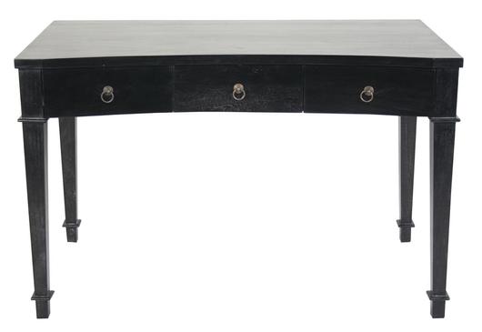 Curba Mahogany and Veneer Desk with Brass Pulls in Hand-Rubbed Black by Noir Furniture