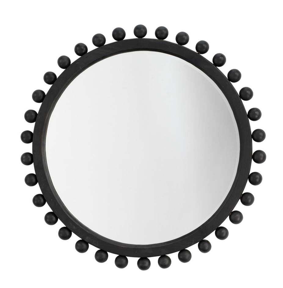 Brighton Round Wood Mirror, Charcoal by Jamie Young