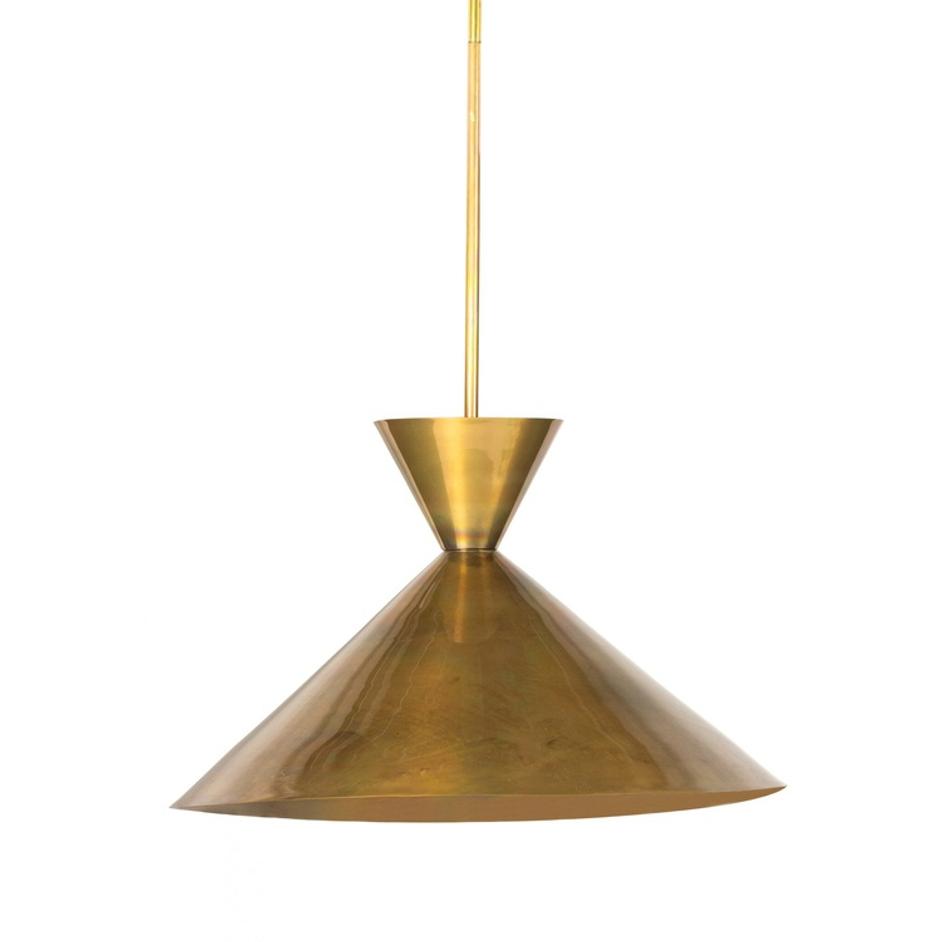 Clement Large Pendant In Burnt Brass And Black Cord by Four Hands