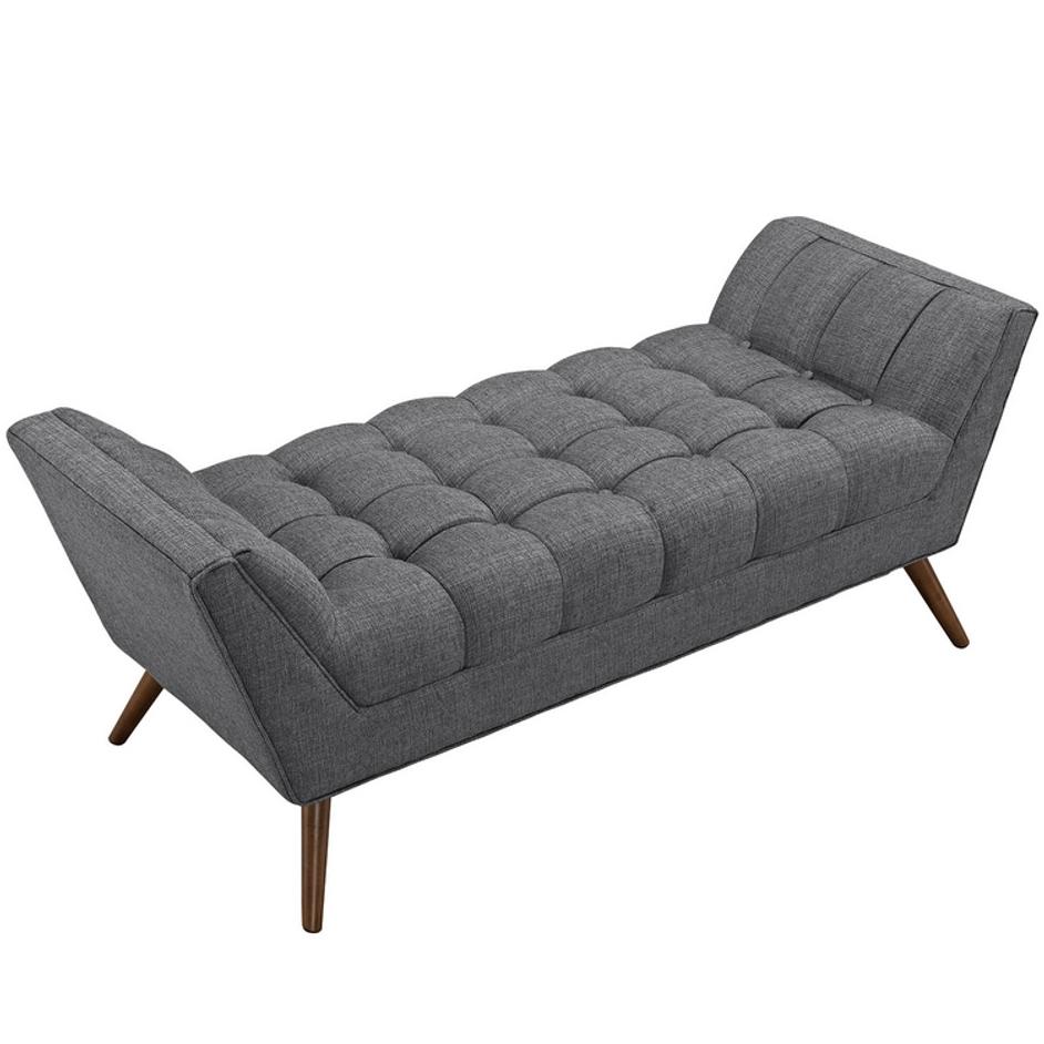 Vestry Medium Upholstered Fabric Bench In Gray by Modway Furniture