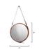 Large Round Steel Wall Mirror, Brown Leather by Jamie Young