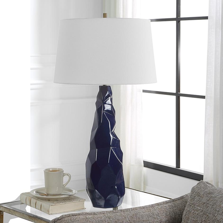 Kavos Geometric Blue Table Lamp by Uttermost