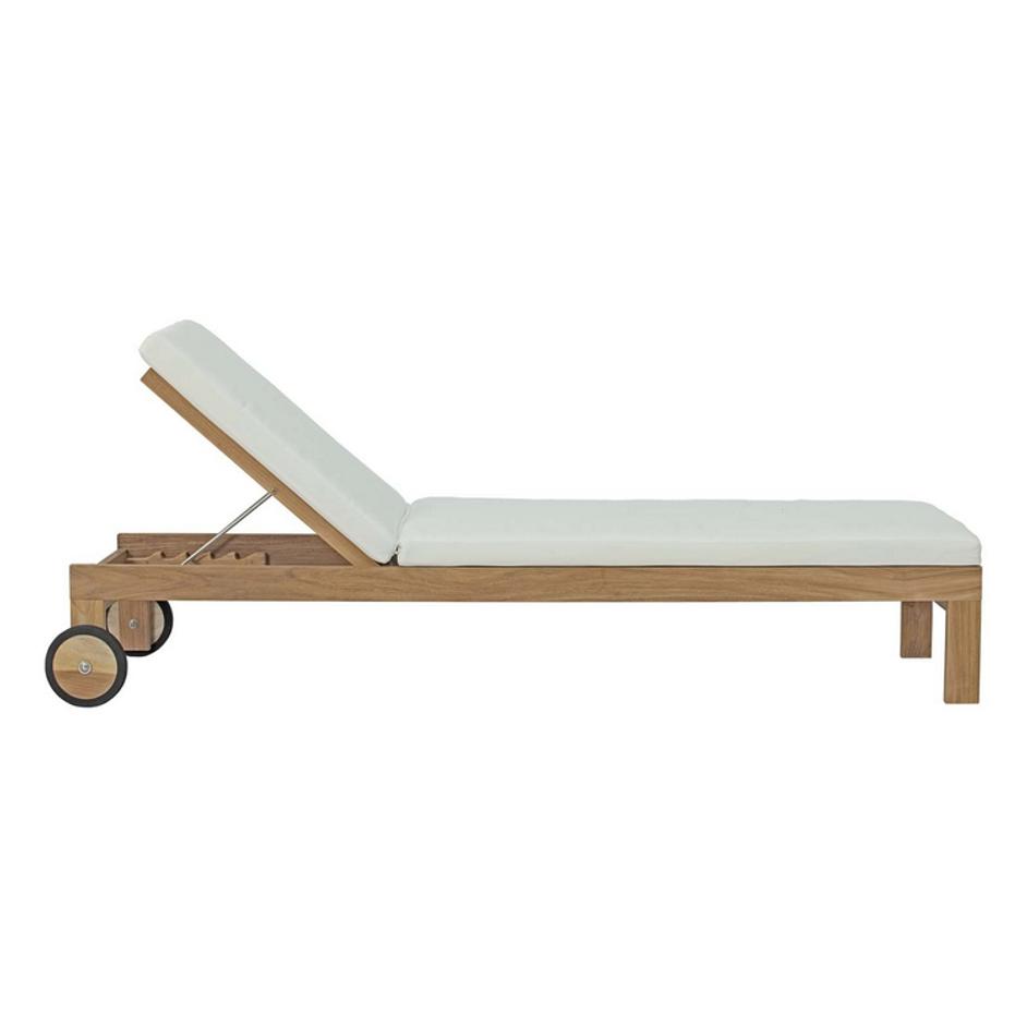 Sunbury Outdoor Patio Teak Chaise In Natural White by Modway Furniture