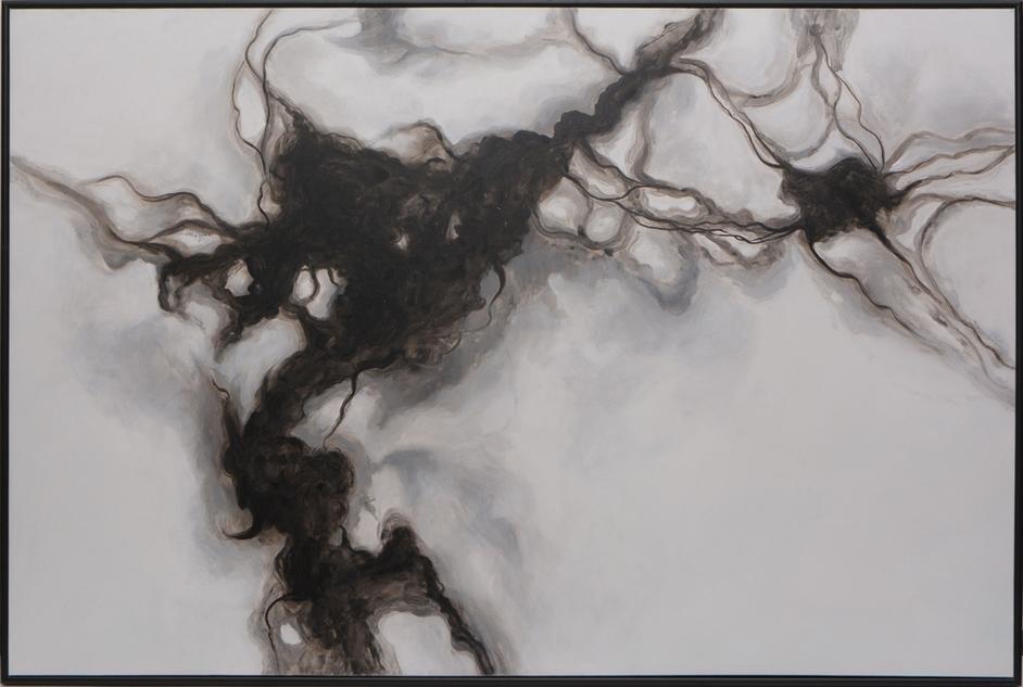 Smoke Screen - 72" X 48" - Black Floater Frame by Sunpan