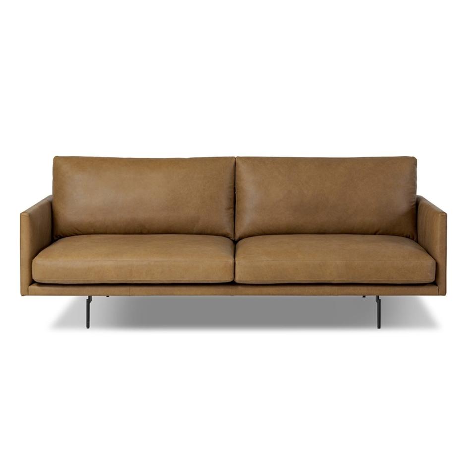 Melle Sofa In Lipari Camel And Ebony Steel by Four Hands