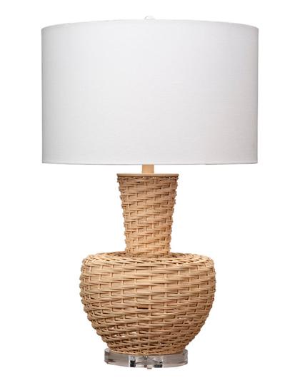 Portobello Rattan Table Lamp with Linen Shade by Jamie Young